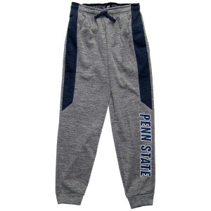 heather gray youth performance sweatpants with Penn State down left leg